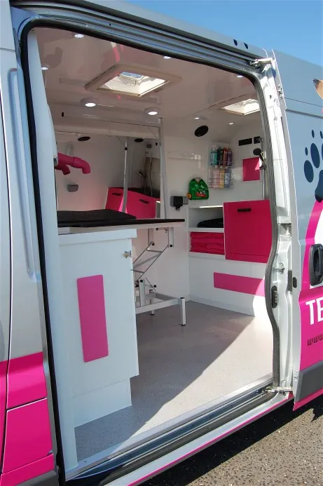 Inside the Pampered Pooch mobile salon